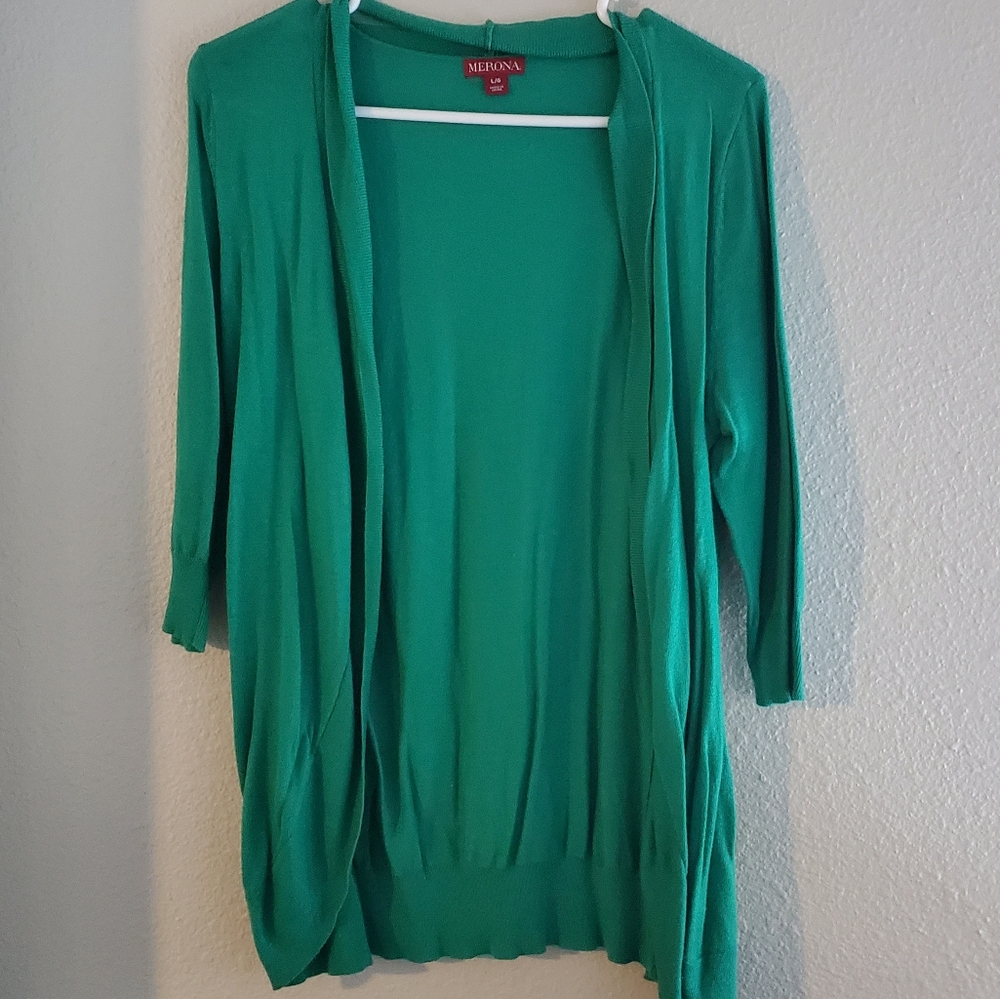 Green cardigan